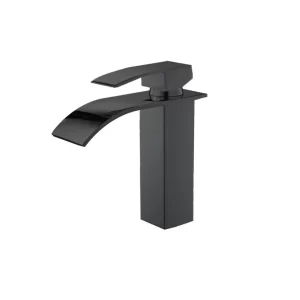 Mezclador lavamanos cascada baja negra Monocontrol